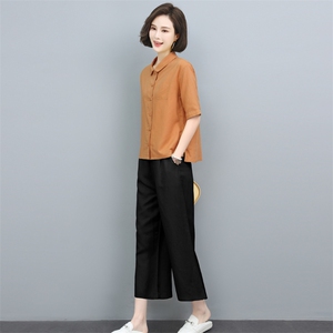 棉麻衬衫女夏季薄款2024年新款复古宽松中年妈妈气质休闲亚麻上衣图片