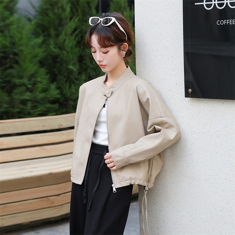 2024春装新款复古休闲皮衣外套,女装皮衣,美拉德工厂直营店