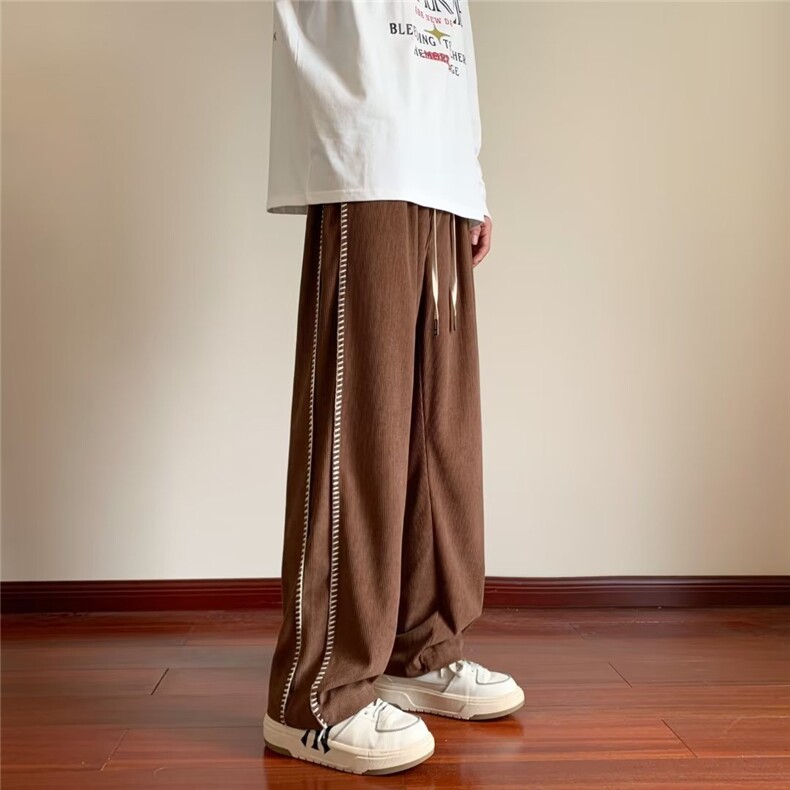 裤子男秋冬宽松直筒潮流风美式休闲裤痞帅高级感喇叭春秋KH937,男装休闲裤,星座1116A-1（原606A）
