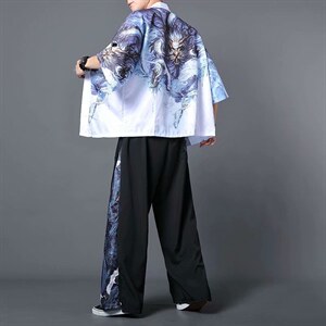 风套装汉服男春夏季防晒开衫道袍短袖九分裤一套 W1183-P50图片