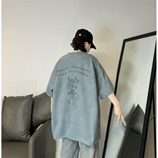 麂皮绒烧花美式复古街头潮牌t恤重磅中性XZ301B-JB4301-p28，男装T恤，星座301B