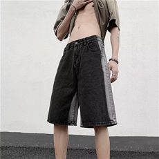 渐变牛仔短裤男夏季美式复古炸街痞帅宽松休闲五分裤DK01632-P38，男装牛仔裤，星座308B-1