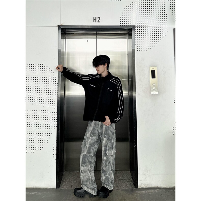 【有货】扎染迷彩工装裤大口袋宽松直筒休闲长裤KZ2293特P50,男装休闲裤,星座908-1