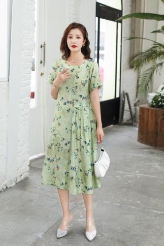 夏季大版冰丝麻连衣裙小清新,女装连衣裙,矢口日慧