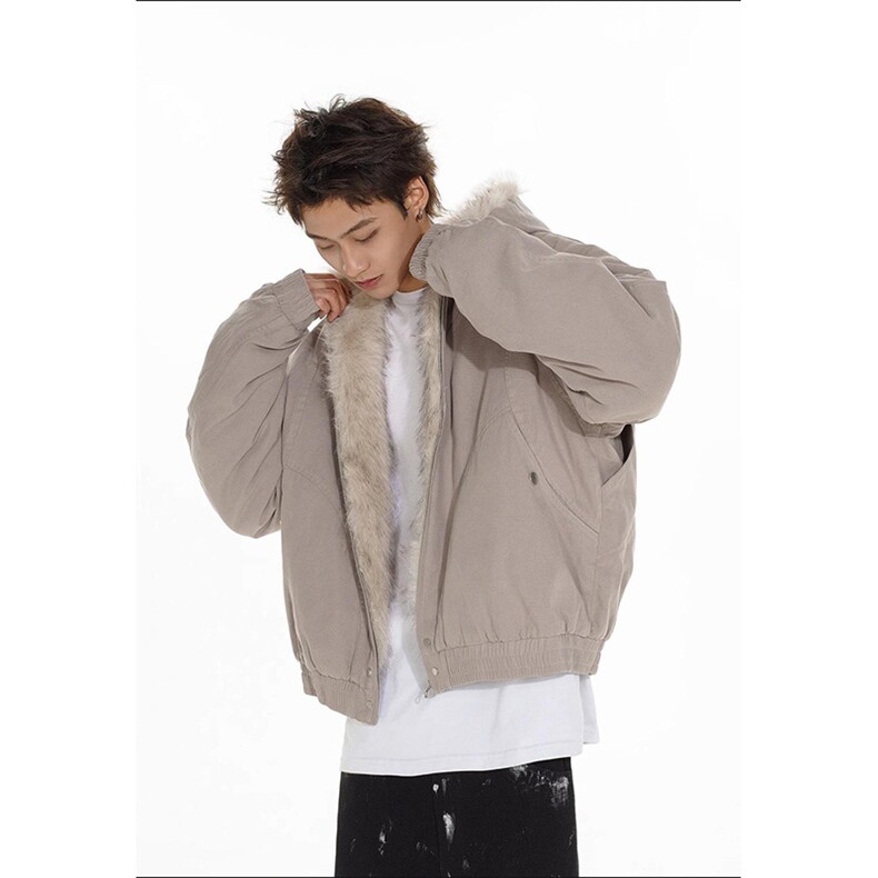 现货高品质美式高街冬季重磅硬挺短款座山雕毛领棉衣男女加厚外套，男装棉衣，电商A486-1