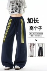 三条杠运动裤男加长版高个子裤子190cm115直筒阔腿工装裤KZ075P55，男装工装外套，电商B312