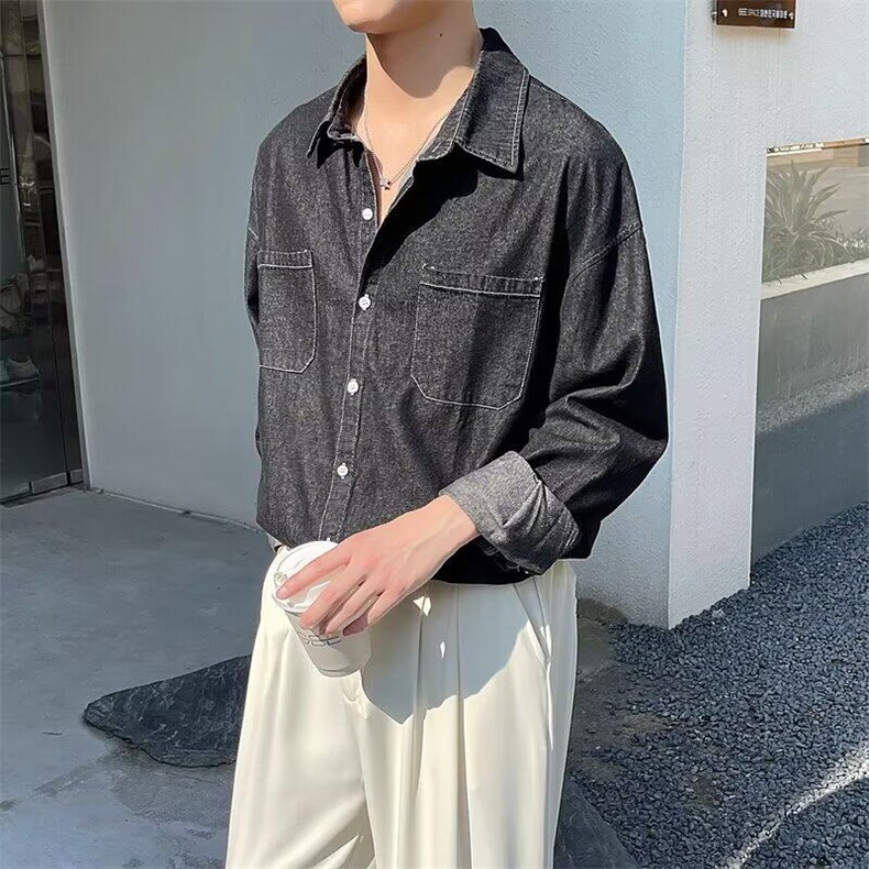 衬衫男长袖2025春秋新款ins潮牌休闲牛仔工装衬衣男士外套男C220,男装衬衫,星座601-1