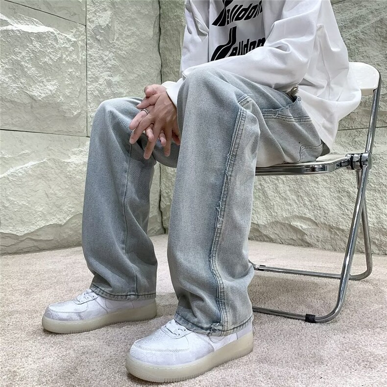 美式高街牛仔裤男韩版潮流帅2023秋冬新款ins宽松长裤RK1028-P49,男装牛仔裤,星座412-3