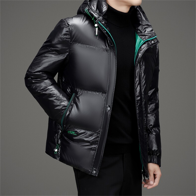 新标90绒防水黑金羽绒服外套男士秋冬时尚休闲拆卸帽羽绒服大衣,男装羽绒服,钱塘723