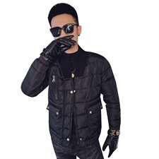冬季社会小伙休闲韩版毛线领厚棉衣修身棉服外套M7257-P128控165，男装棉衣，星座308A