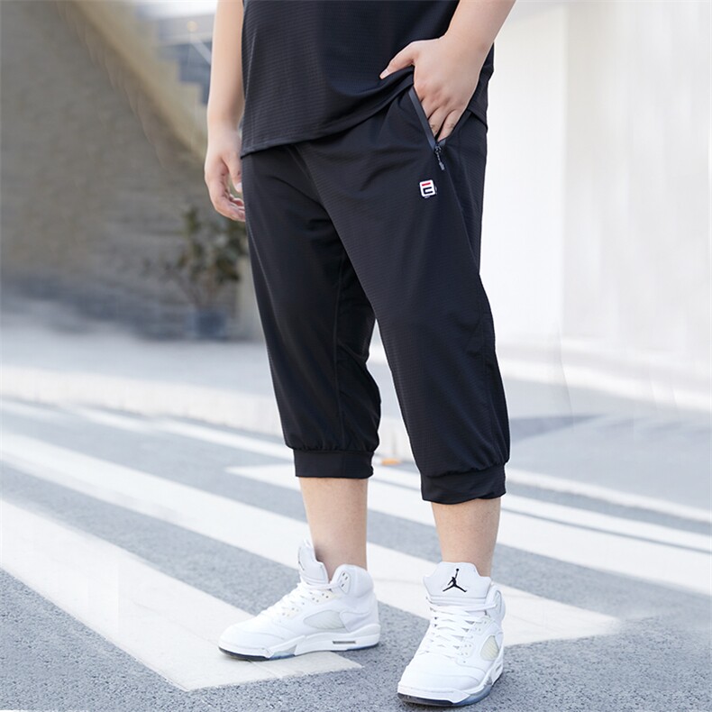 男大码休闲运动弹力7分裤冰丝网眼5032-1_L-4XLP505XL-9XLP55,男装休闲裤,星座1516-1