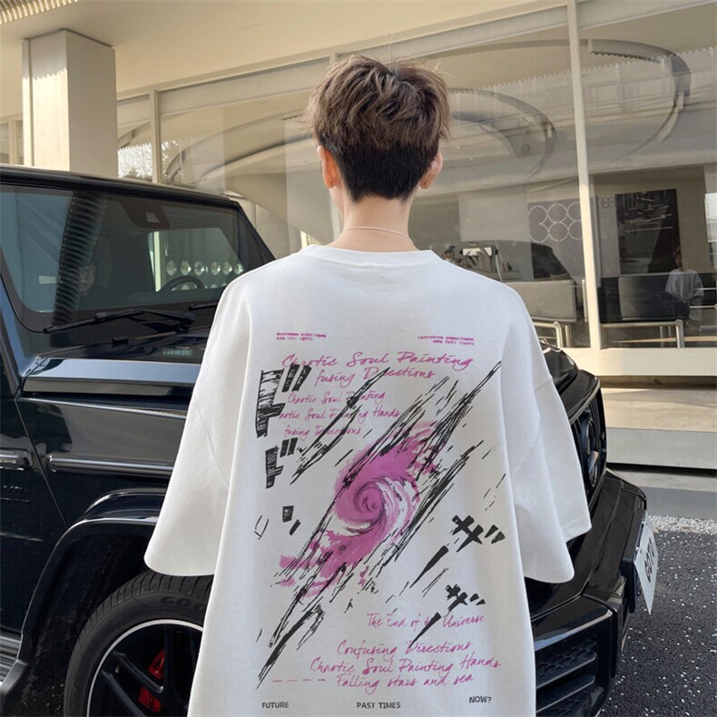 图案已注册夏季设计感小众短袖T恤男潮宽松休闲半袖体恤D066/P25,男装T恤,电商B209