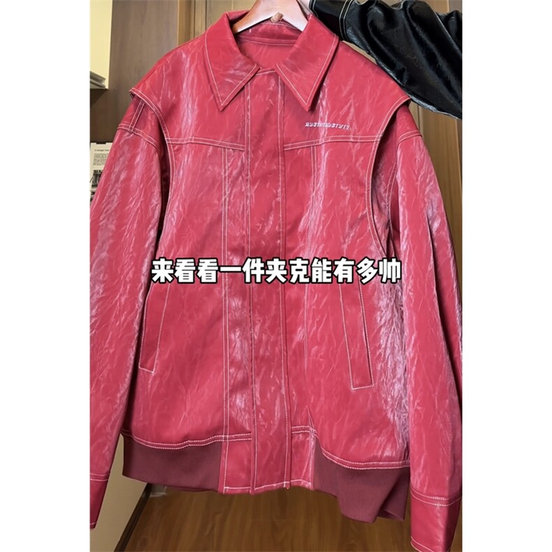 直播品质多结构复古皮衣美式潮牌假两件皮夹克1213-DY2316-特108,男装夹克,星座1213