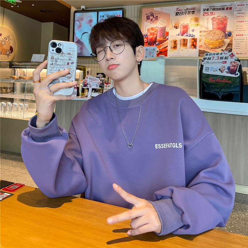 美式慵懒风chic圆领卫衣女胖MM大码春秋薄款oversize宽松休闲外套，女装短外套，电商A233-1