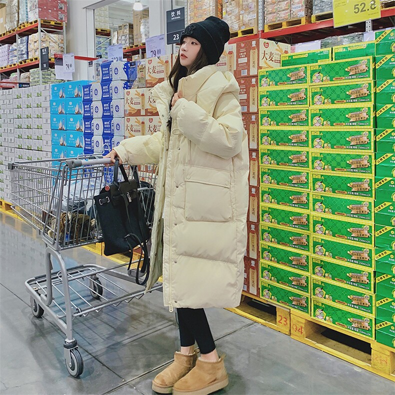 韩系高级小众中长款红色连帽羽绒服冬女2025超火好看加厚保暖外套,女装羽绒服,2C293