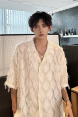 现货流苏纯色百搭潮衬衫A071-C86-P45，男装衬衫，电商A071