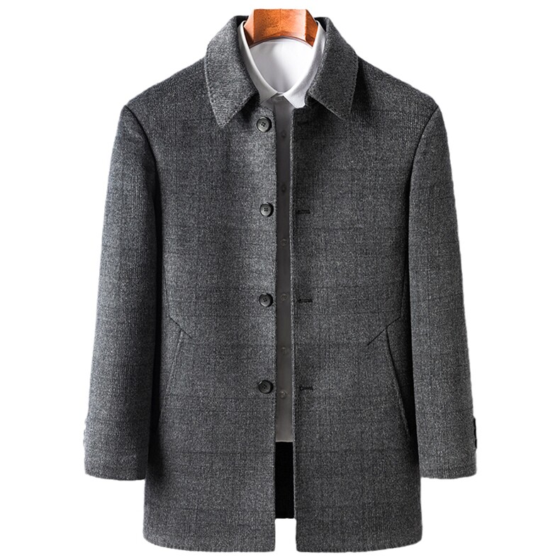 中老年男士毛呢大衣大码中长款呢子加厚中年外套爸爸装H2899-P260，男装毛呢大衣，电商B212（原钱塘6029）