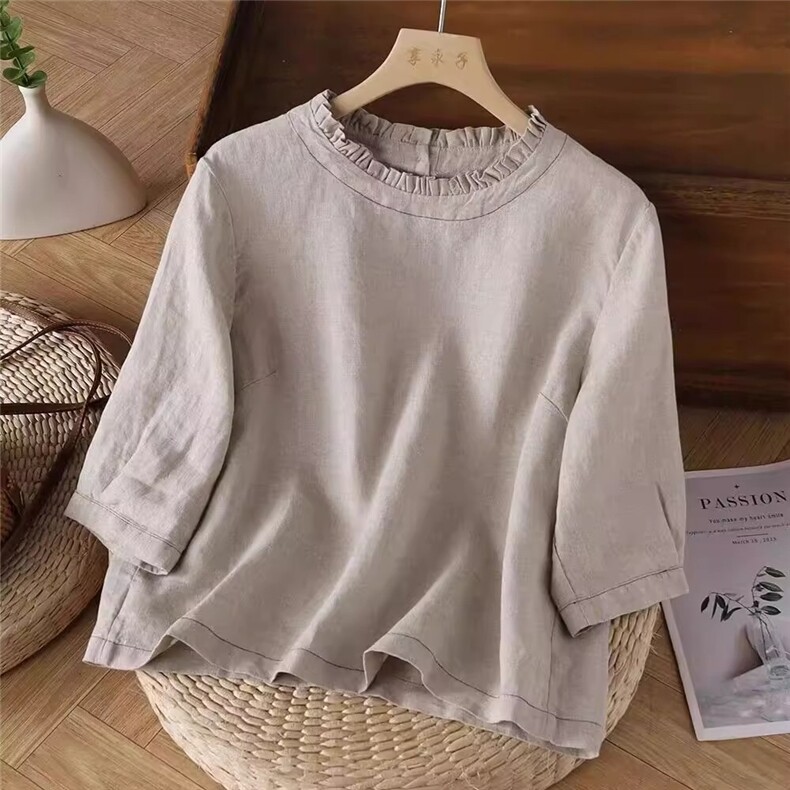 花边百搭时尚短袖短款纯色，女装T恤，鑫萬耀羊绒