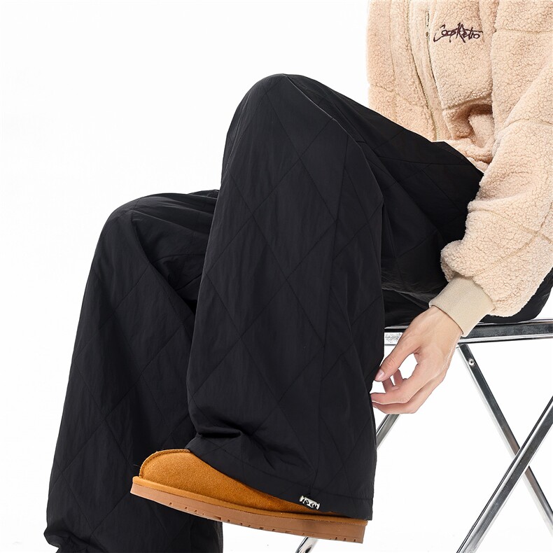 ZK8055-特P48菱格压线夹棉裤子秋冬大码休闲直筒裤，男装棉裤，电商A059