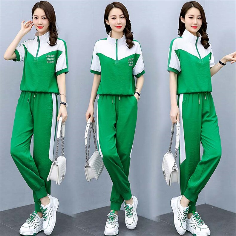 休闲时尚运动服套装2025新款女装夏款妈妈短袖漂亮减龄洋气两件套，女装套装/套裙，众宇琦