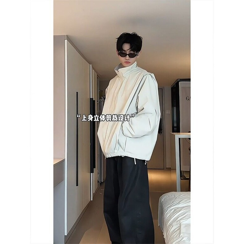 美式黑色机能防水冲锋衣外套男cleanfit设计感高级痞帅廓形夹克秋,男装夹克,星座1608-2