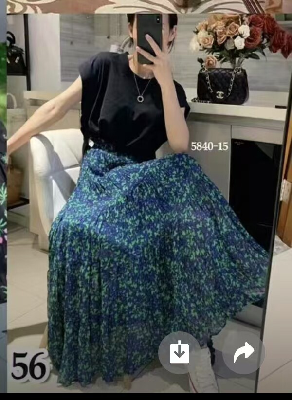 2025时尚简约百搭碎花伞裙,女装半身裙,湘姗