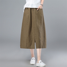 2025年夏季新款宽松大码显瘦亚麻半身裙，女装半身裙，简韵佳