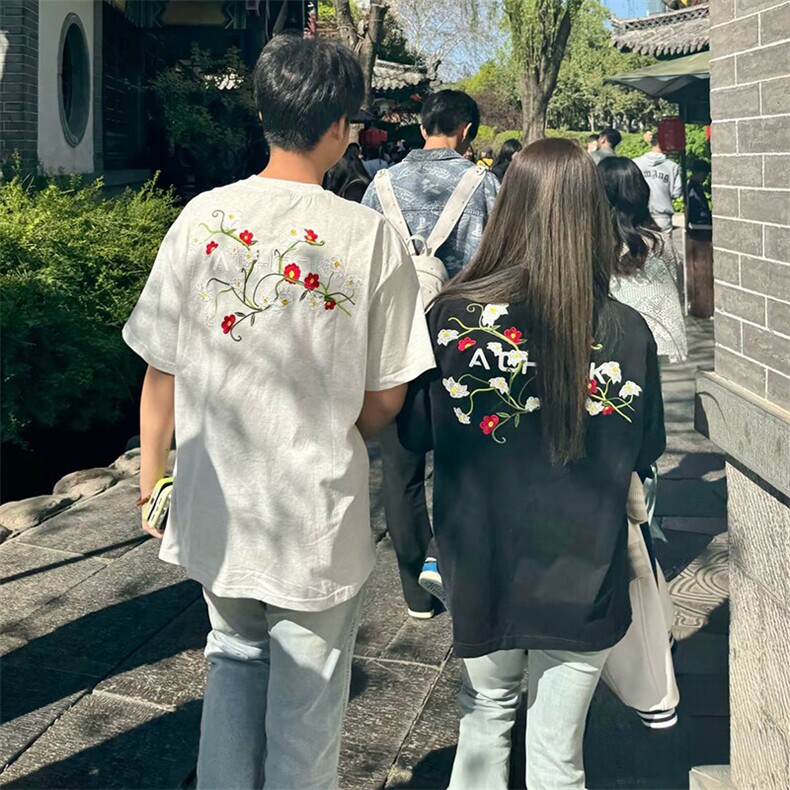 万针全刺绣工艺 高品质260克双纱纯棉美式高街短袖T恤 特P33图片