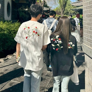 万针全刺绣工艺 高品质260克双纱纯棉美式高街短袖T恤 特P33图片