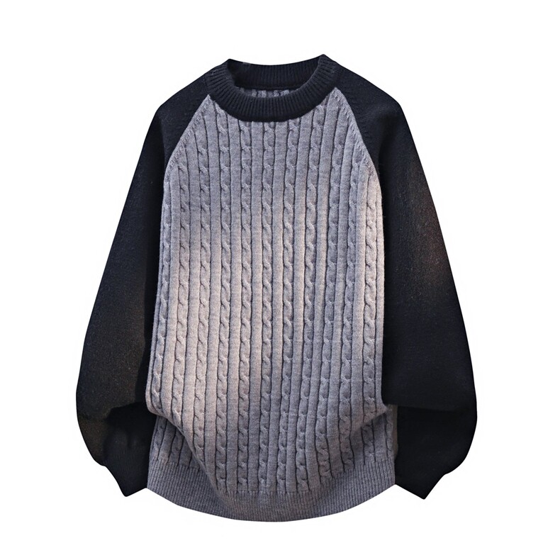 MY7359-TP55拼色高品质套头针织衫打底衫长袖圆领毛衣外套，男装T恤，电商A320