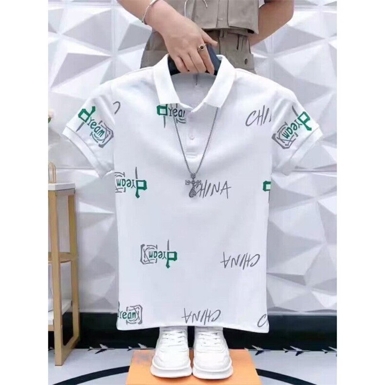 M618-P35夏季男士polo衫短袖印花字母潮流个性翻领t恤图片
