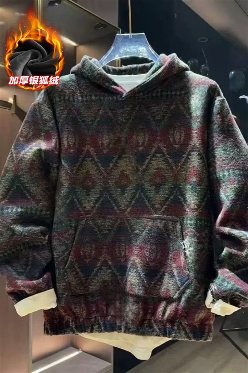 网图慎用大口袋540g重磅保暖银狐绒卫衣男W5409J加绒-特P75控138,男装卫衣,电商A001-1