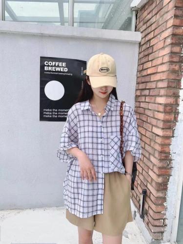 韩版格子衬衫,女装衬衫,QJJ