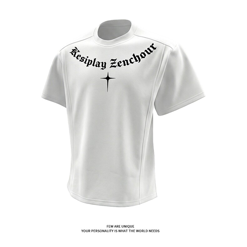 拼接解构T恤夏季短袖潮牌印花美式半袖t恤男XT63103-TP2039，男装T恤，电商A102