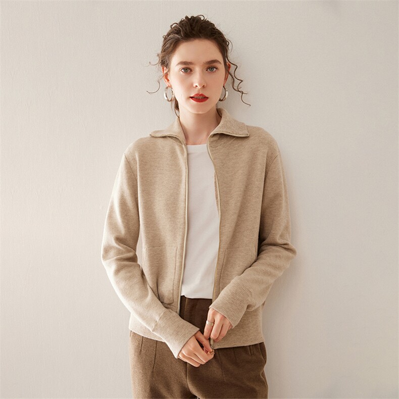 35%羊绒衫女2024秋冬新款立领修身显瘦长袖短款纯色,女装羊绒衫,朵沐纯羊绒