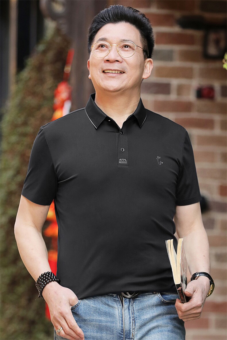 夏季薄款短袖男士纯色透气POLO衫商务百搭宽松休闲翻领短袖t恤男,男装T恤,电商B212（原钱塘6029）