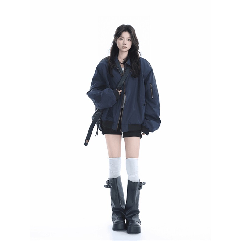 现货秋冬季美拉德立领飞行立领夹克boxy棉衣美式高街加厚加棉外套,男装夹克,电商A443