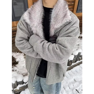座山雕毛衣外套加绒加厚棉服毛领保暖夹克 MY390 特P128图片