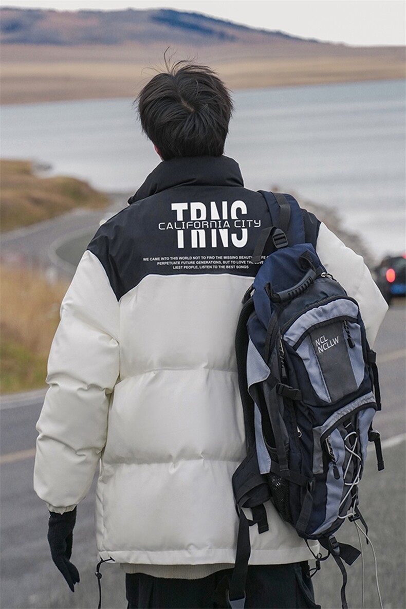 新疆山系宽松休闲字母印花立领PU皮棉服A247-MY84007特批95控158,男装棉衣,电商A247
