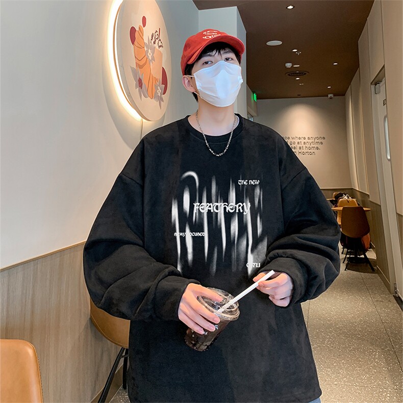 25新款港风供抖音直播得物高品质麂皮绒宽松男卫衣W3512P38,男装卫衣,电商C408-1(原B339-1)