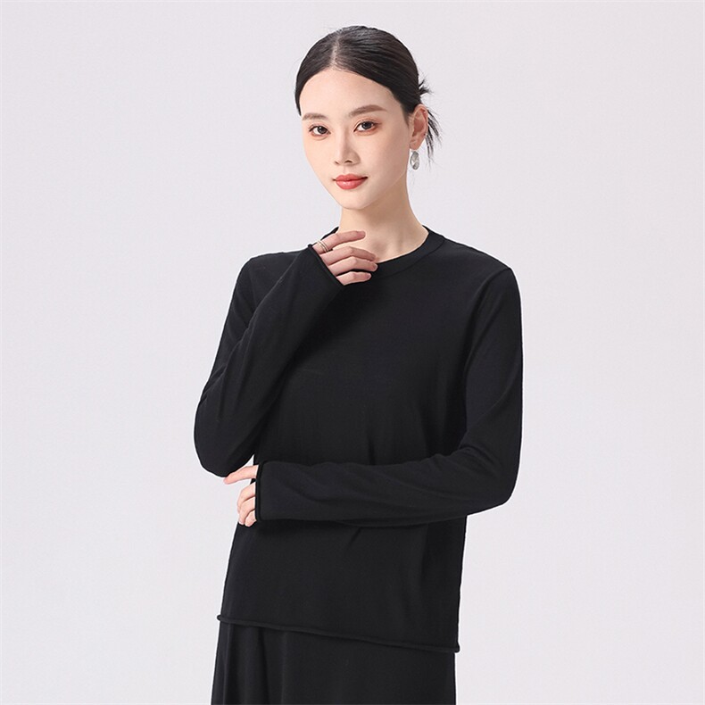 2025年秋季时尚百搭通勤简约圆领长袖,女装羊毛衫,清联羊绒