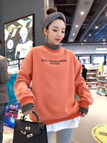 拼接款加绒卫衣，女装卫衣/绒衫，一杭