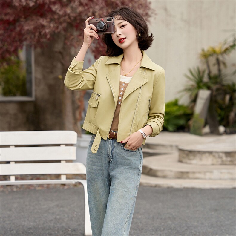 现货BAO款主推气质洋气机车服2025年春季时尚潮流，女装皮衣，美拉德工厂直营店