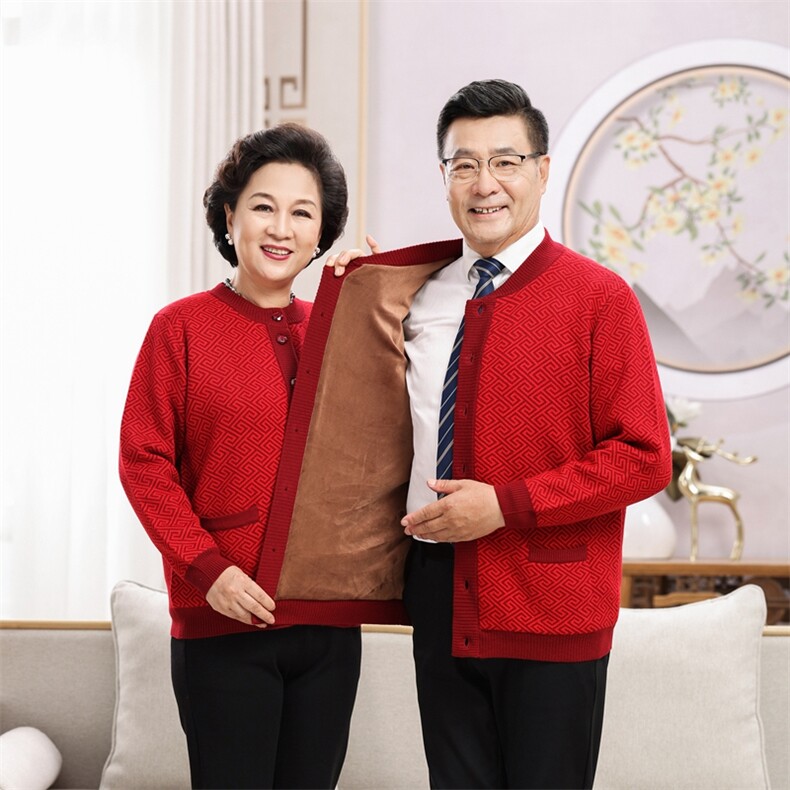 中老年女装羊毛外套秋冬保暖舒适优雅长袖开衫弹力袖口设计百搭,女装中老年女装,思涛羊绒