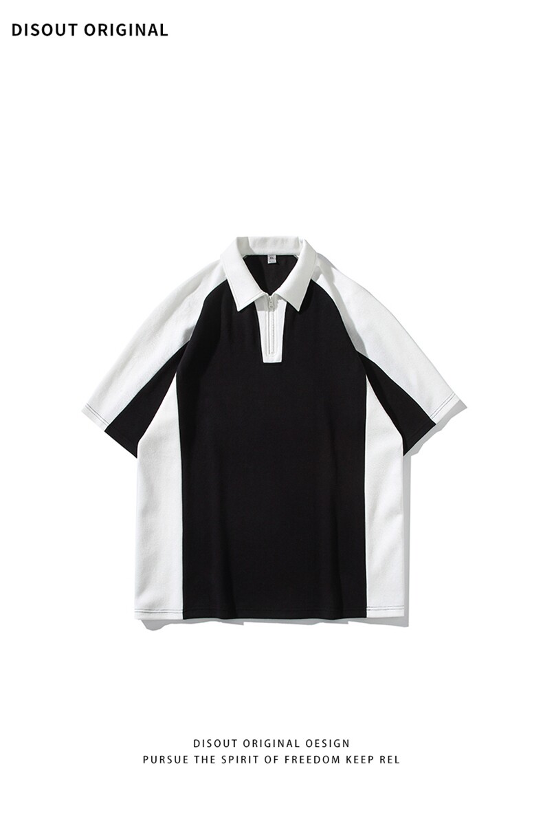 特P35无差价新款时尚夏季百搭拼色POLO衫-POLO01日系白底,男装Polo衫,电商A003