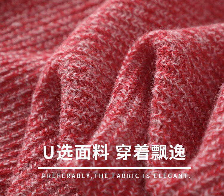 2025年秋季套头单件长袖半拉链高翻领花纱宽松羊毛衫时尚百搭,针织衫/毛衣,若菲羊绒