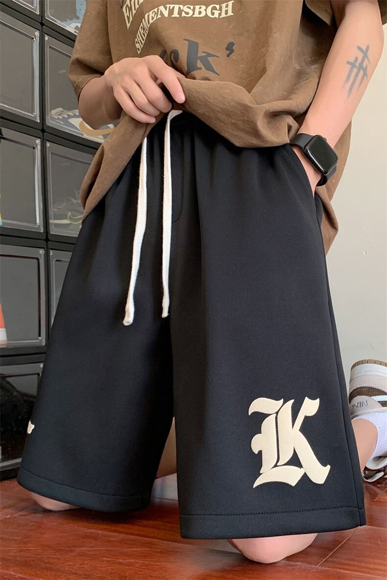 抖音直播品质高转化港风五分裤男短裤X416b-1-DK386-P45限58,男装牛仔裤,星座416B-1