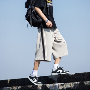 2025夏季新款针织面料蕾丝花边休闲短裤宽松七分裤男2553特批41图片