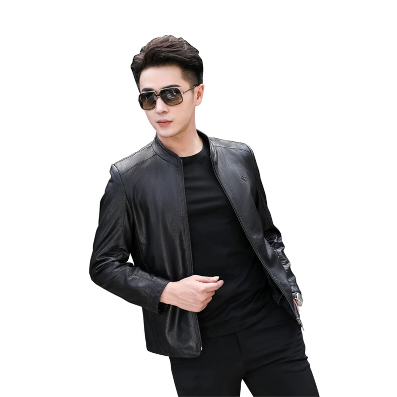 春秋冬商务休闲男外套中青年立领纯色开衫免烫夹克BABL069-P178,男装皮衣,星座1105-3