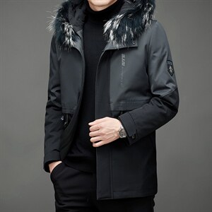 MJ-21016冬季男士派克服可脱卸加绒内胆连帽中长款风衣P450,男装风衣,电商B360